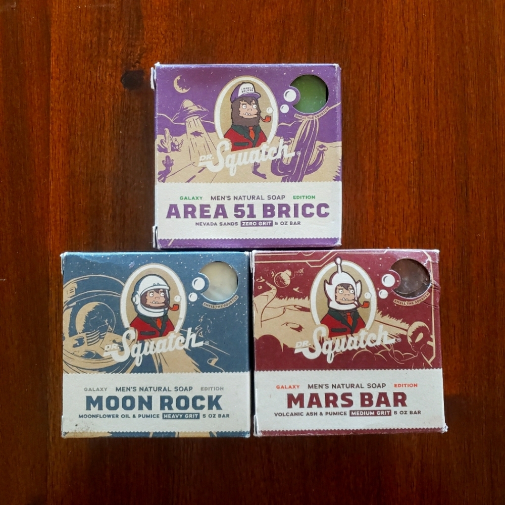 Dr. Squatch Soap Bars Limited (Galaxy) Edition Area 51 Bricc Moon Rock Mars Bar